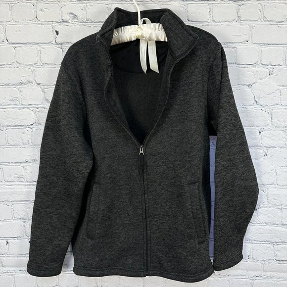 Beverly Hills Polo Club Full Zip‎ Sweater Jacket, Size Medium, Dark Gray - Picture 2 of 7